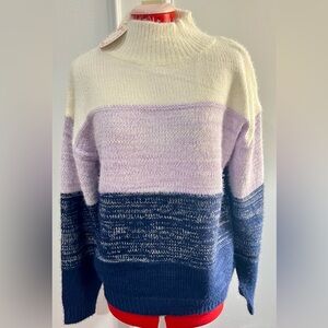 New With Tags Umgee Multicolor Turtleneck Sweater Purple Blue oversize Meduim